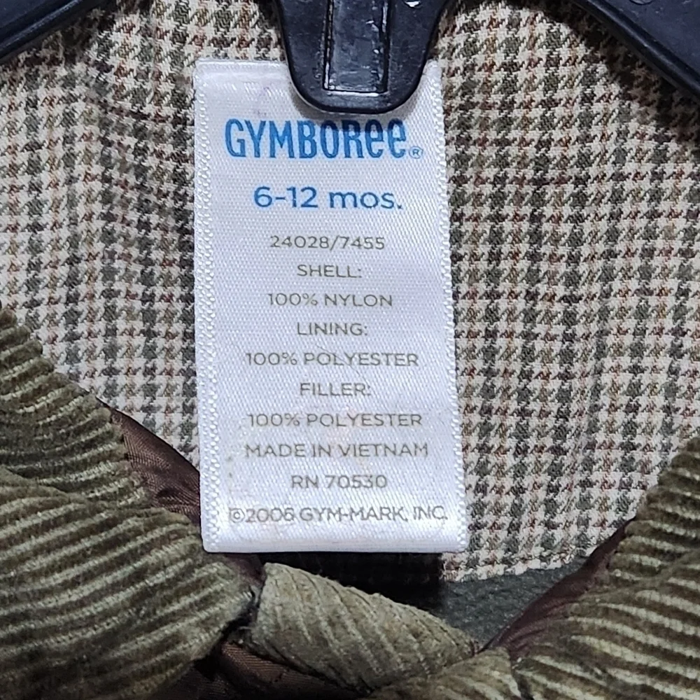 Gymboree Cozy Quilted Jacket With Corduroy Trim&Some Fleece Lining Size 6-12mos.